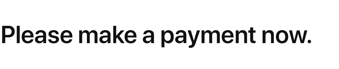 Please make a payment now.